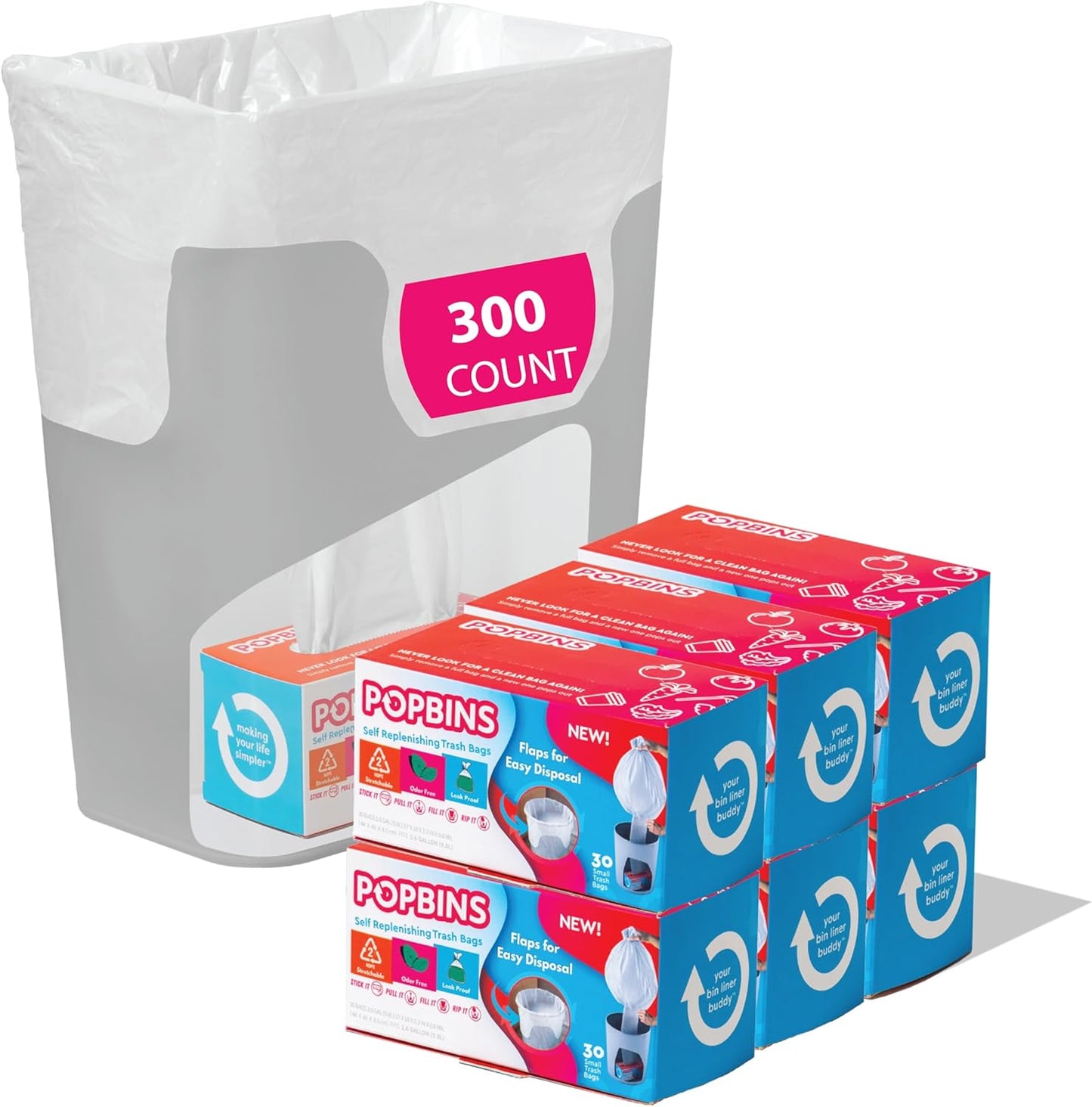 Trash Bags - Small Garbage Bags, Clear Trash Can Liners for Bathroom Bins, Bedroom, Office & Kitchen Waste, Multi-Purpose Household Wastebasket Cleaning Supplies - 2.6 Gallon, Pack of 10