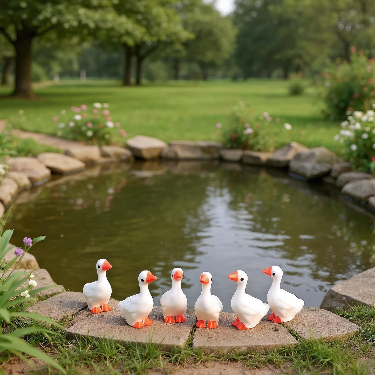 20 Pcs Rubber Goose Decoration, Vintage Style Resin Figurine for Porch, Lawn, Desk Top Ornament, Funny Farm Animal Decor