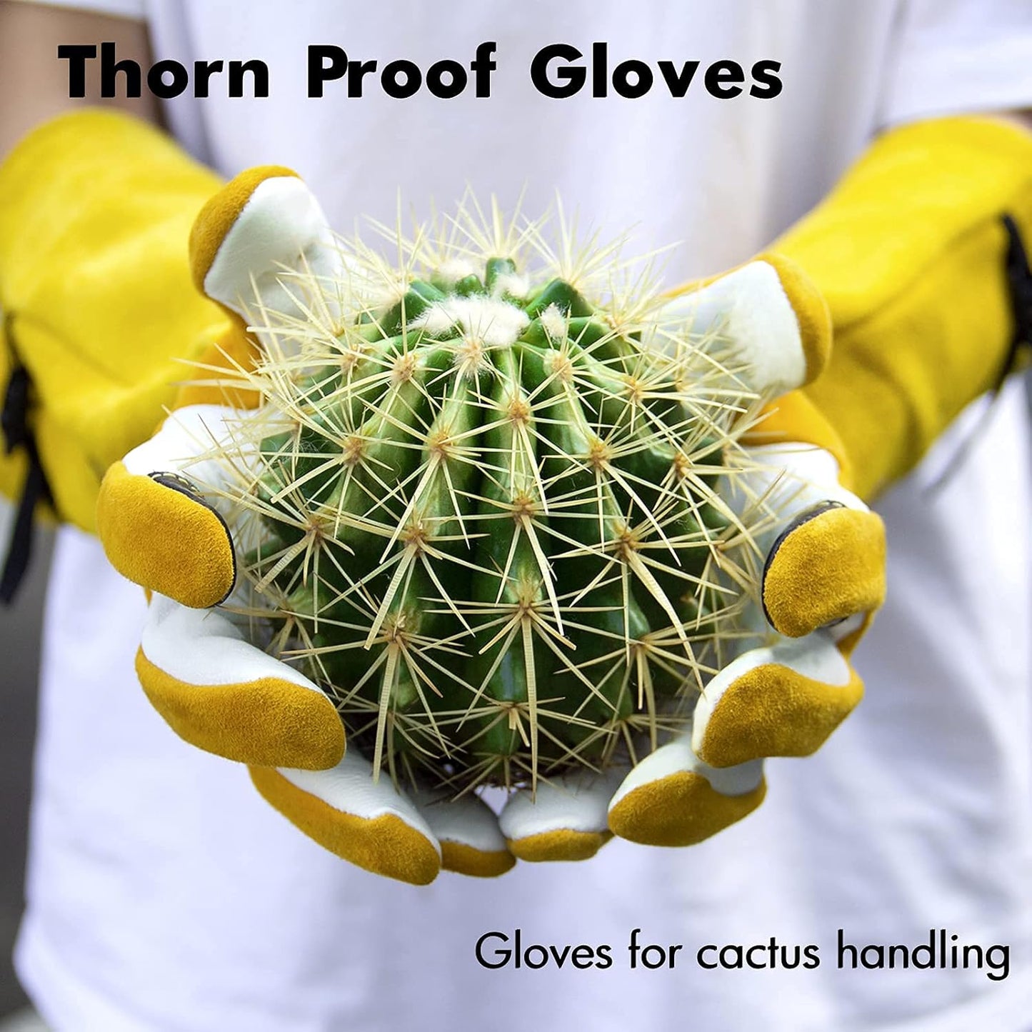 Garden Gloves Women/Men Thorn Proof, Deerskin Suede, 2 Layers Leather Rose Pruning Long Gardening Gloves for Cactus