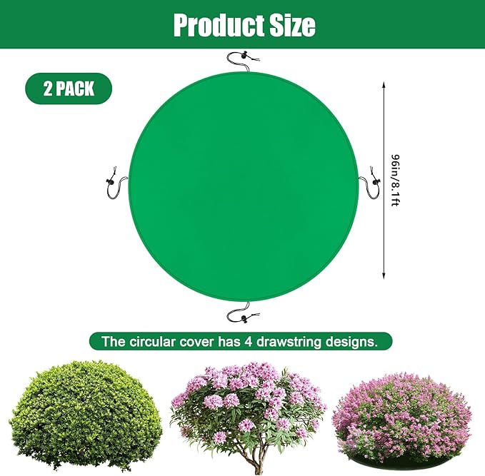 NNG 2PCS 8.1ft Dia. Round Winter Plant Covers Reusable Tree Freeze Protection with Drawstring Potted Plant Frost Blanket Outdoor Shrub Plant Cover for Winter Garden Potted Vegetable