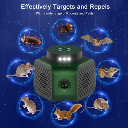 Mice Repellent Ultrasonic Plug in 4-Modes, Mouse Rat Indoor Rodent Squirrel Ultrasonic Pest Repeller for Attic House Warehouse Basement Garage Office Rvs