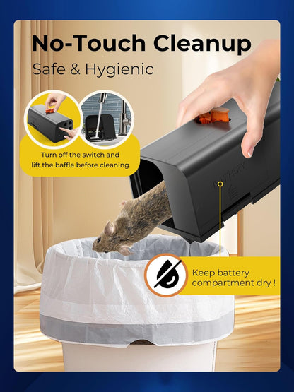 Electric Rat Traps Indoor for Home, Electronic Rat Killer Zapper with Anti-Escape Baffle, Safe and Effective Rodent Control, No-Touch Disposal, Adapter Powered Rodent Trap for Indoor Use