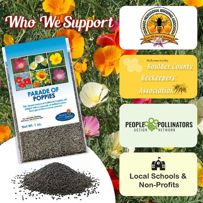 Parade of Poppy Wildflower Seeds - 1oz, Open-Pollinated Flower Seed Mix Packets, No Fillers, Annual, Perennial Wildflower Seeds, Year Round Planting - 1 oz