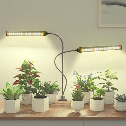 GHodec Clip-on Grow Light, 5000K Full Spectrum White Red Blue 138 LED Plant Lamp, 5 Dimmable Levels & Timer Setting 4/8/12/18H