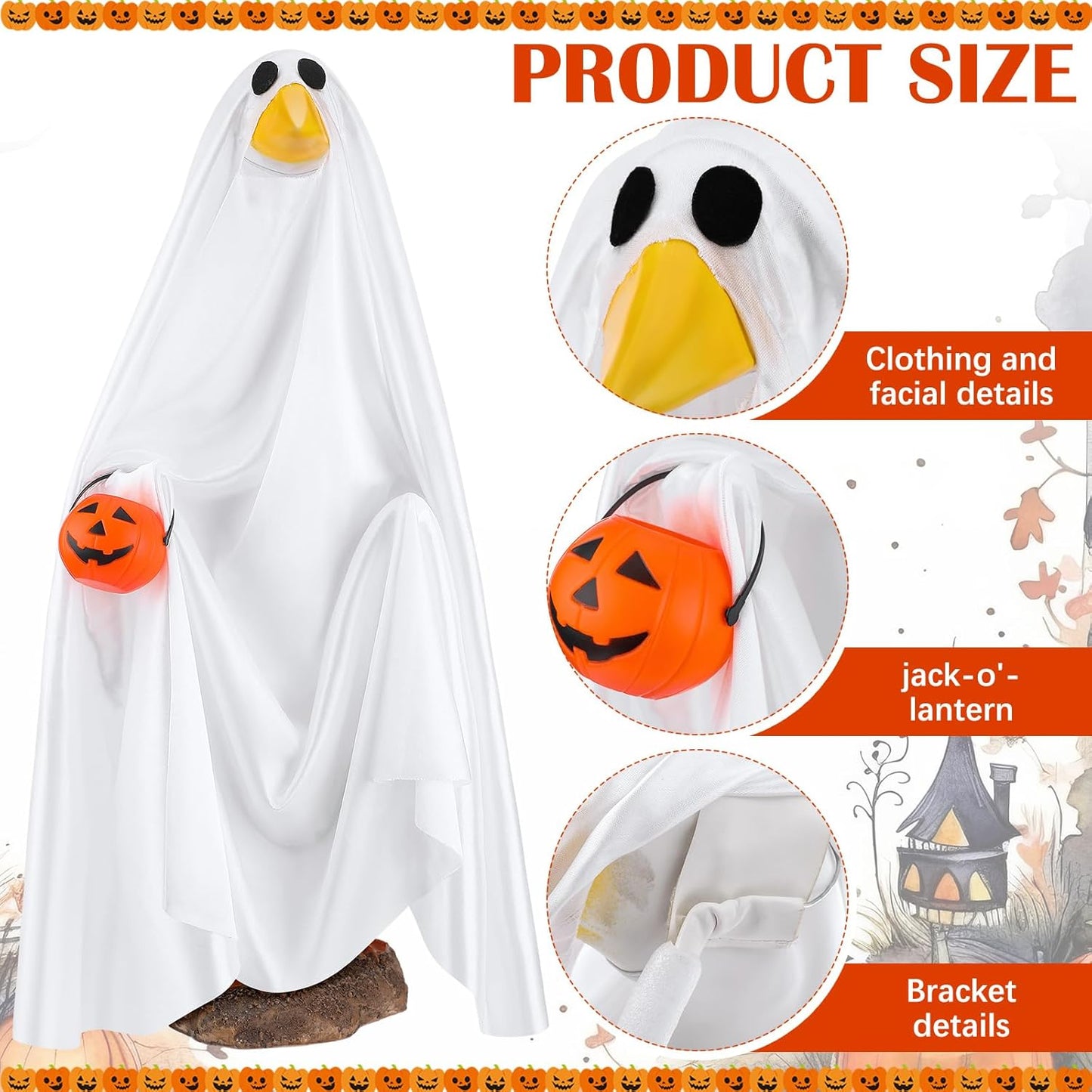 Halloween Goose Outfit Ghost Porch Outfits Yard Clothes Silly Lawn Shirt for 23'' Cement Plastic Duck Decorations