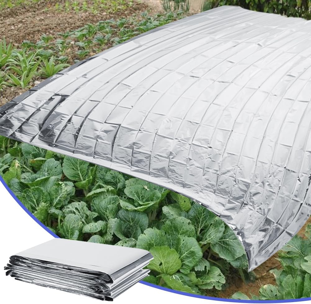 High Silver Reflective Mylar Film, Plant Reflective Film Mylar Sheet Greenhouse Covering Foil Sheets Increase Plant Growth for Outdoor Indoor Grow Room Farming Camping Reduce Uneven Heat