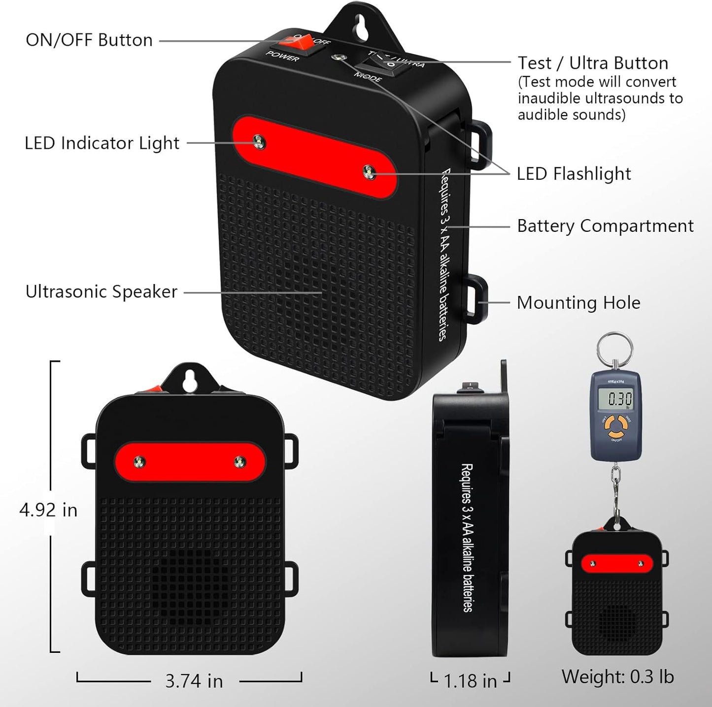 Under Hood Rodent Repeller Ultrasonic Mouse Repellent Battery Operated Pest Repeller Rat Mice Deterrent Rodent Repellent for Car Engine Garage RV Basement Attic 2 Pack Humane