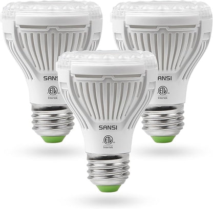 SANSI LED Grow Light Bulb for Seeds and Greens, Full Spectrum 10W Grow Light (150 Watt Equiv) with Optical Lens for Indoor Plant, High PPFD, E26 Base, 3-Pack