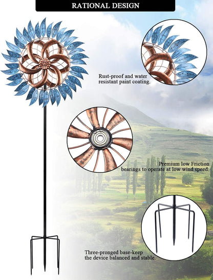 MUMTOP Wind Spinners Outdoor Metal 6.5 FT Large Two-Way Wind Sculptures for Patio Yard and Garden Decor