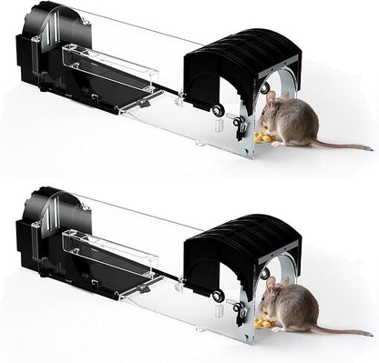 Humane Mouse Traps, 12.2 inches Enlarged No Kill Rat Live Traps 2 Pack for Chipmunks, Reusable Catch and Release Mice, Pet and Children Friendly Mouse Trap That Work