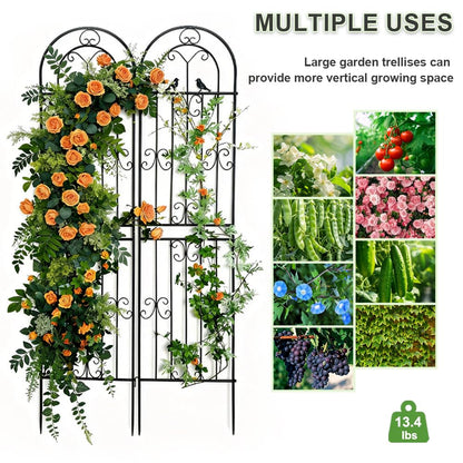 2 Pack 86.7" H x 19.7" W Metal Garden Trellis for Climbing Plants Outdoor, Black Lattice Panel