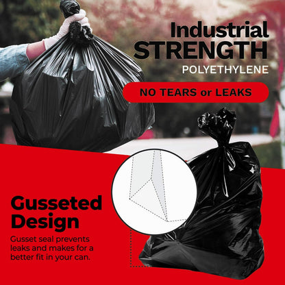 ToughBag 55 Gallon Trash Bags, 2.5 Mil Contractor Bags - 50 Count, Large 55-60 Gallon Trash Can Liners, Black Contractor Garbage Bags, 38 x 58" - Made in USA