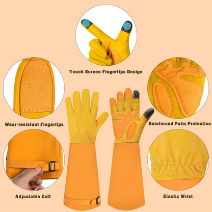 Long-Gardening-Gloves for Women/Men - Thorn Proof Rose Pruning Gloves Heavy Duty Gauntlet-S