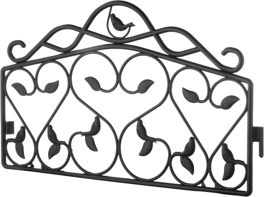 Evelyne Decorative Garden Border Edging: Faux Wrought Iron Leaf & Bird Design