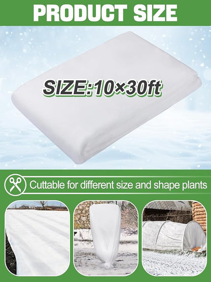 Alphatool 10 ft x 30 ft Plant Covers Freeze Protection - Thick Frost Cloths Blankets for Outdoor Plants, 1.0oz/yd² Non-Woven Fabric Floating Row Cover, Garden Covers for Raised Beds