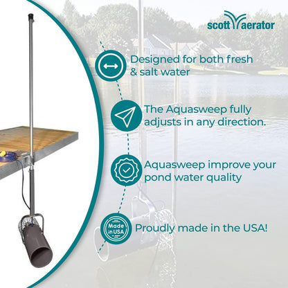 Scott Aerator 1 Horse Power, 115V Muck Blaster -100ft Cord | 1HP Aquasweep w/Dock Mount | Water Circulator | Water Agitator | Water Mover | Muck Blower