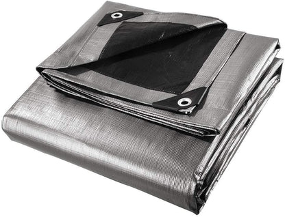 Yescom 18x24ft Heavy Duty Reinforced Poly Tarp Waterproof Tarpaulin 10-mil Ground Sheet Camping Tent Cover with Eyelets Reversible Silver Black Tarps
