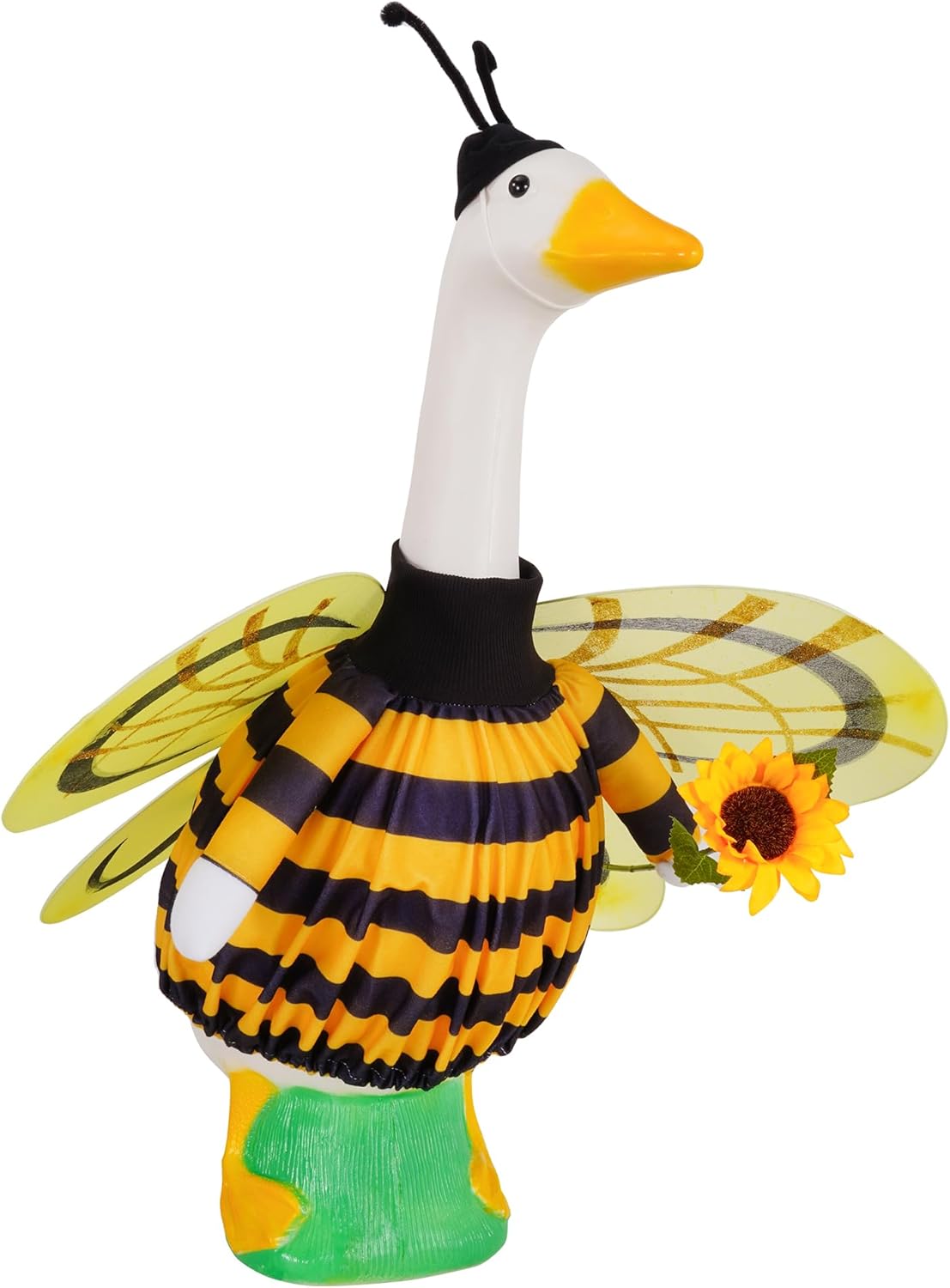 JIAYAN Porch Goose Fall Outfit: 2Pcs Cute Yellow Bee Costume Set 23"/ 17" Lawn Goose Statue Clothes for Theme Party Garden Patio Yard Outdoor Decoration