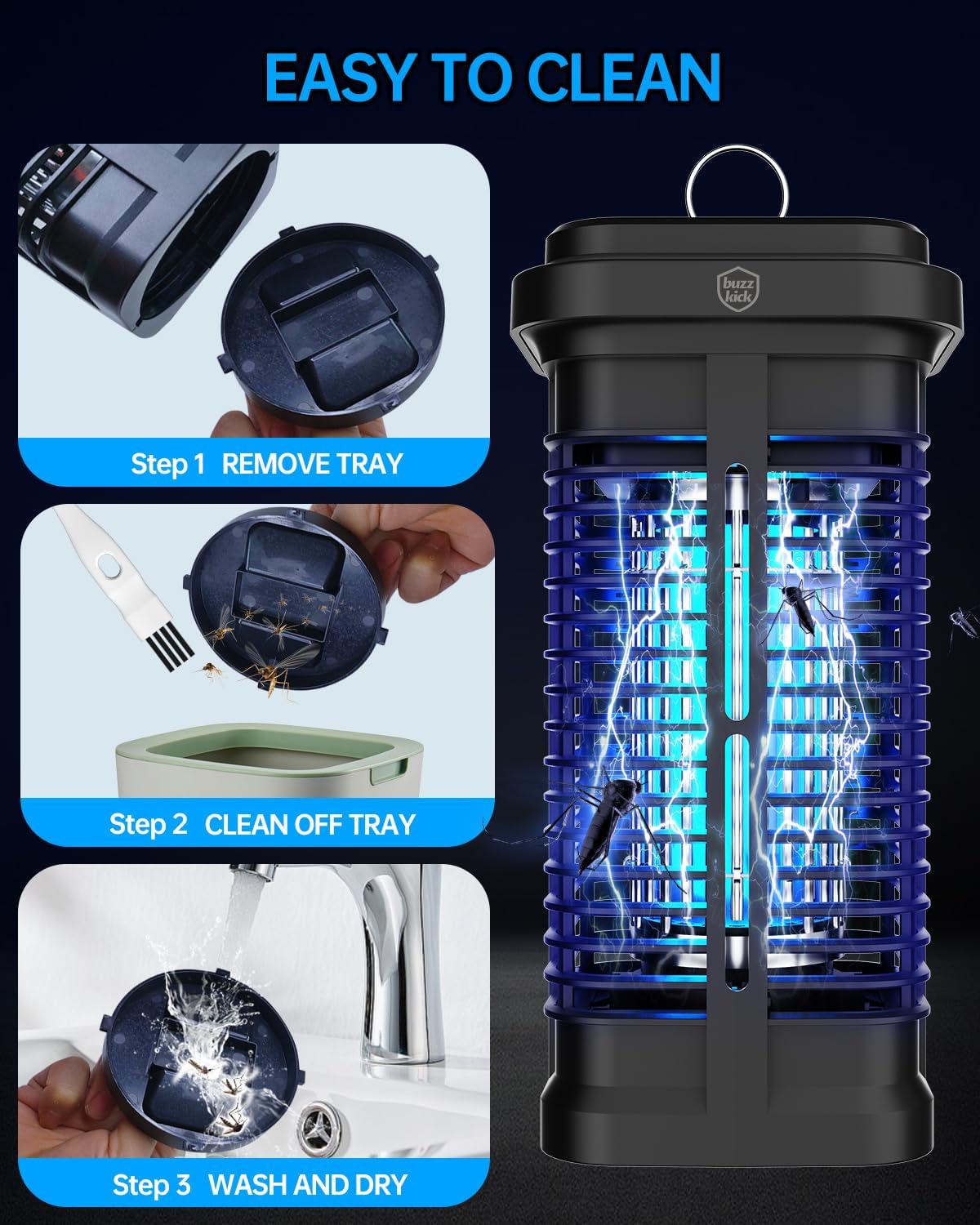 Bug Zapper Outdoor Indoor Waterproof, Buzzkick Electric Mosquito Zapper Effective 4200V Insect Fly Zapper Trap Killer for Outside Patio Porch Backyard Garden