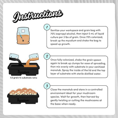 Mycelium's Dung-Loving Mushroom Monotub Bundle – 10LB Substrate & 5LB Millet/Milo | Expertly Prepared for Peak Mycelium Growth | Nutrient-Dense for Home Growers | Complete with Cultivation Enhancer