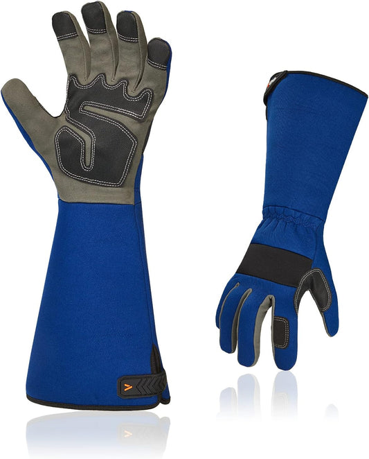 Vgo... Safety Work Gloves Men,Gardening,Long Sleeves Gauntlet,Puncture Proof,Touchscreen(1 Pair,Size L,Blue,AL6608-ML)