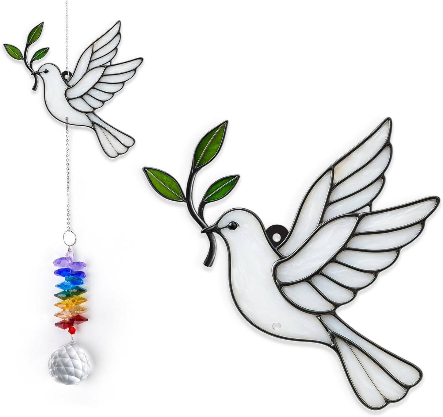 Aluminum Ornament Suncatcher - Dove - Rainbow Maker Prisms Home Decor - Christmas Ornament - Gift Idea for Mom Friends Grandma Christmas Thanksgiving - Window Decor Hanging Ornaments