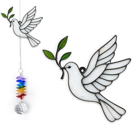 Aluminum Ornament Suncatcher - Dove - Rainbow Maker Prisms Home Decor - Christmas Ornament - Gift