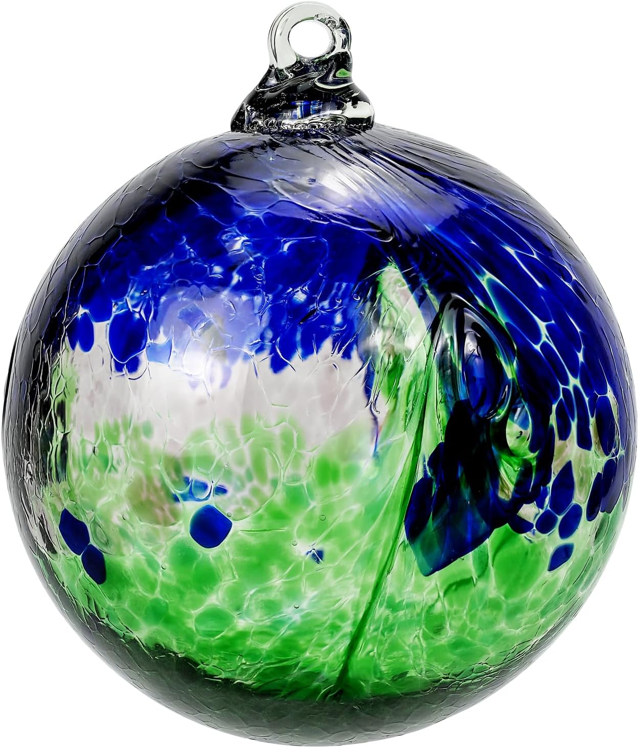Kesywale 7 x 6 Inch Garden Hanging Gazing Ball Decorative Witch Ball Indoor Outdoor Ornament Home Décor (6", Blue-Green)