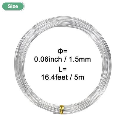 1.5mm Bonsai Training Wire, 16.4 Feet Total Anodized Aluminum Bonsai Wires for Bonsai Tree Shaping/Branches Fixing/Trunk Holding/DIY Crafting [Silver]