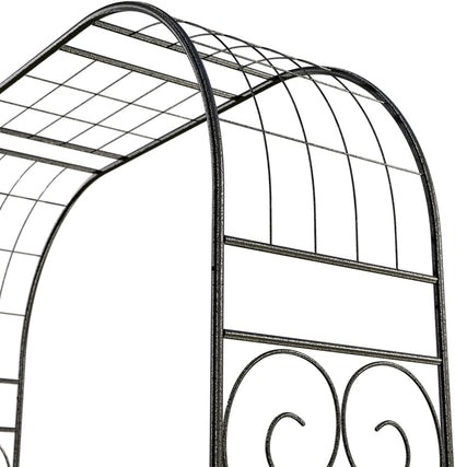 Jardineer Metal Garden Arbor,104.3-Inch Tall,Flat-Top Wrought Iron Outdoor Archway,Heavy-Duty Trellis for Climbing Plants,Perfect for Backyard Garden Entrance,Designed for Roses and Wisteria (Black)