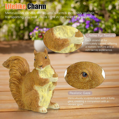Brown Squirrel Statue with Acorn – Hand-Painted Polyresin Garden Figurine for Lawn & Patio – Small Nature-Inspired Outdoor Décor