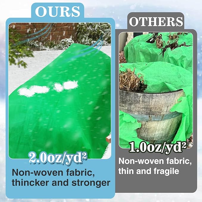 Alphatool 2.0oz/yd² Plant Covers Freeze Protection - 10 x 20 ft Easy of Use Green Winter Plant Frost Blanket Shield for Raised Beds, Reusable Garden Fabric Cloth Floating Row Cover for Outdoor Plants