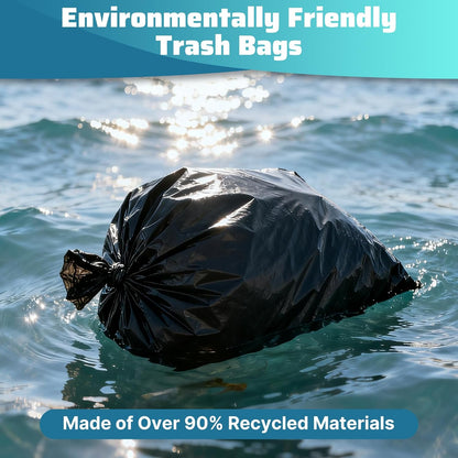30-35 Gallon Trash Bags 100 Count, 20 Micron HDPE, Durable & Tear-Resistant Trash Can Liners, Large Black Garbage Bags for Household waste, kitchen waste, yard trash & packing leaves