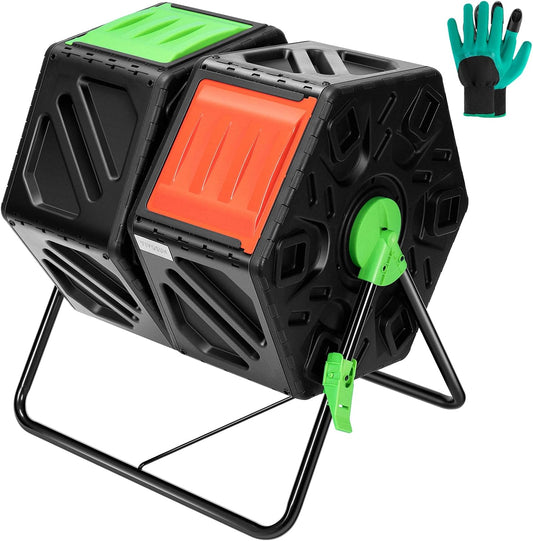 VIVOSUN Dual Chamber Tumbling Composter, 2X 18.5 Gallon Compost Bin, Heavy-Duty Compost Tumbler