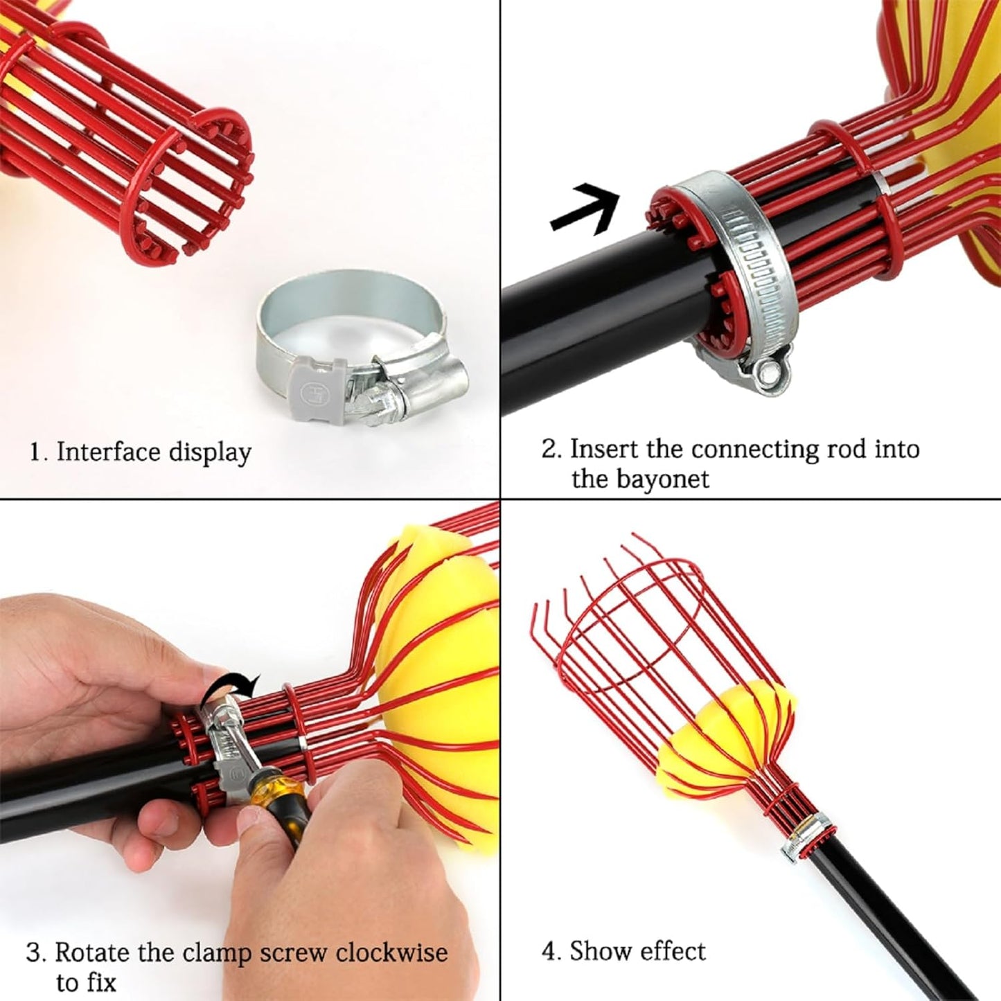 Fruit Picker Harvester Basket, Adjustable Fruit Picker Tool with Cushion to Prevent Bruising, Professional Gardening Fruit Picker Tool for Picking Apple Pear Peach Orange (Pole Not Included) (2PCS)