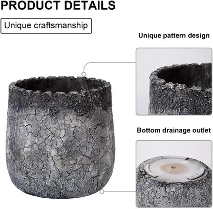 Craft flowerpots 18"+13"+9" Dia Round Concrete Planter Set of 3 Large Outdoor/Indoor Planter Pots Containers with Drainage Holes and Rubber Plug for Home Garden (Dark Gray, Large)