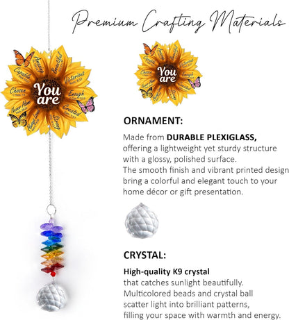 1 Layered Ornament Suncatcher - Sunflower Ornament - Unique Keepsake - Appreciation Presents - Inspirational Gifts for Her, Him - Religious Encouragement Gift for Women - Home Garden Decor