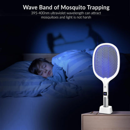 WBM SMART 2 in 1 Electric Bug Zapper, Mosquitoes Trap Lamp & Racket, USB Rechargeable Electric Fly Swatter for Home and Outdoor Powerful Grid 3-Layer Safety Mesh Safe to Touch, Pack of 2