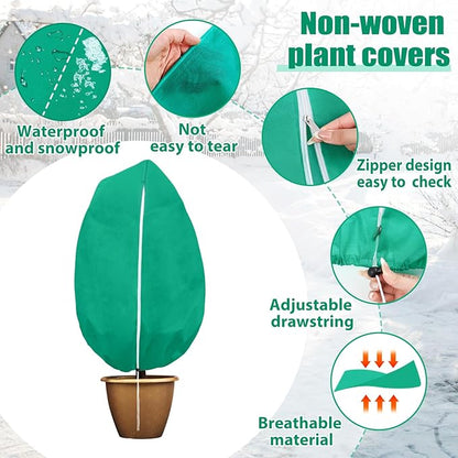 2 Pack Plant Covers Freeze Protection for Winter, 2.2oz/yd² (72" X 47") Frost Blankets Cloths With Zipper/Drawstring , Large Plant Frost Protection Covers Outdoor, for Shrub Bush Fruit Tree Potte