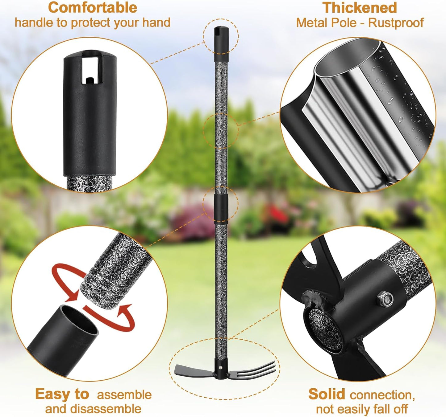 Weeding Tool, Hoe Cultivator 2 in 1 Garden Tools - 31" Heavy Duty Weeder Hand Tiller Weeding Rake for Flower Beds Yard Lawn Gardening Digging Planting