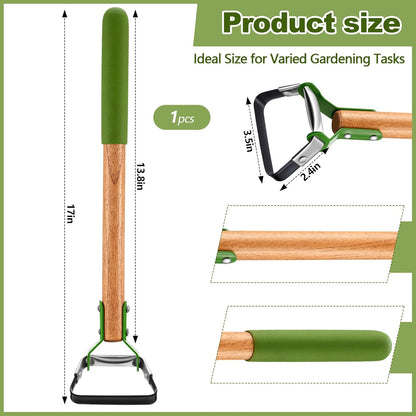 1 Pcs Mini Garden Hula Hoes for Weeding Long Stirrup Hoe Tools Scuffle Hoe Garden Tool for Lawn Yard Weeding Gardening (Wood Handle)