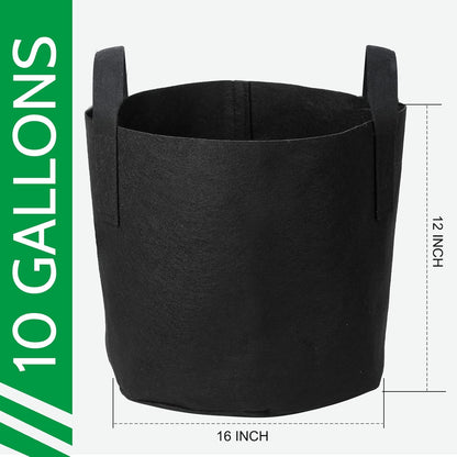 JERIA 24-Pack 10 Gallon Nonwoven Grow Bags, Plant Grow Bags，Heavy Duty Aeration Fabric Pots with Durable Handles, Come with 24 Pcs Plant Labels