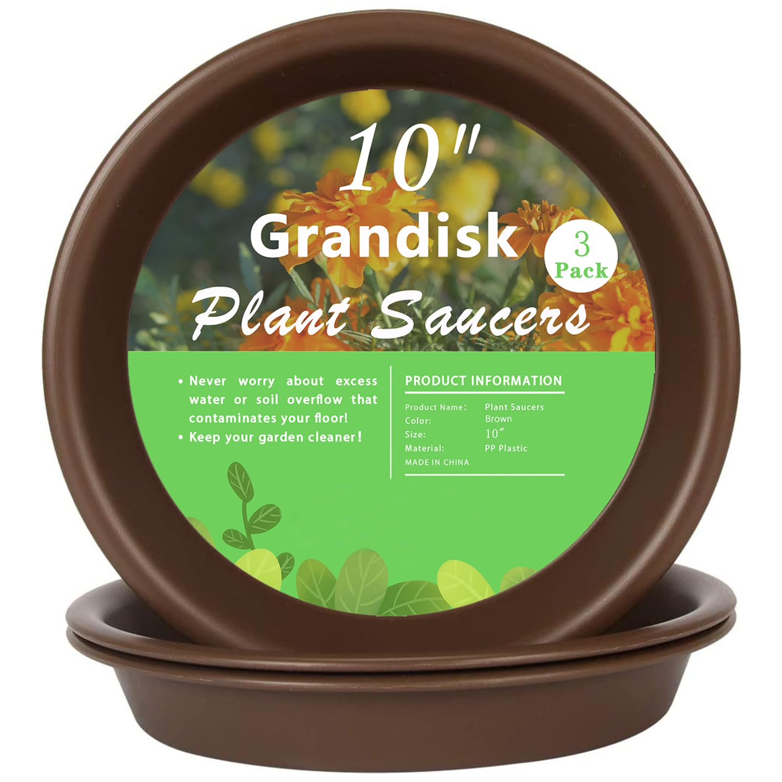 Plant Saucer 10 inch, Heavy Large Planter Durable Thicker Plastic Plant Trays for Indoors and