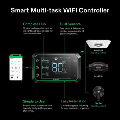 VIVOSUN Smart Air Filtration PRO G4 Kit 4", AeroZesh G4 Inline Duct Fan w/GrowHub E42A Temp. Humidity WiFi-Controller, Carbon Filter & Ducting, Cooling & Ventilation System for Grow Tent, Hydroponics