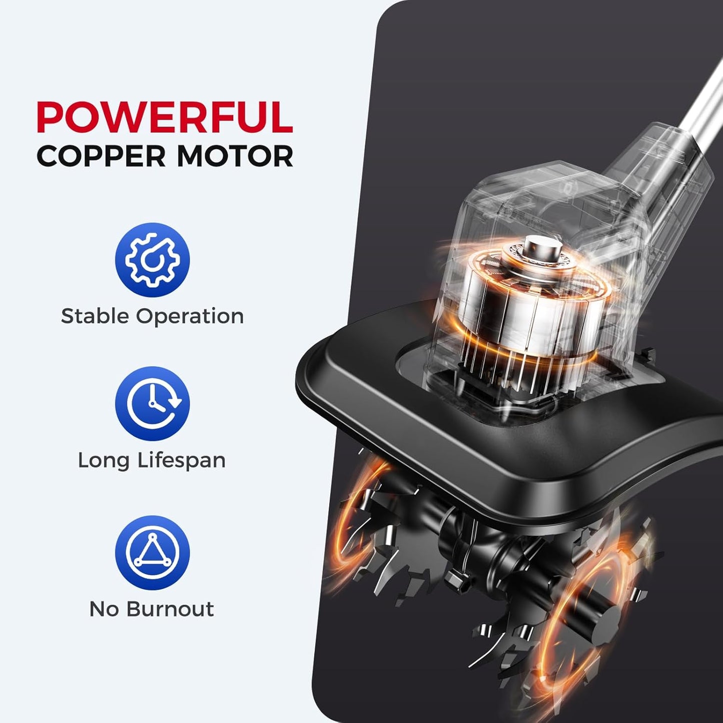 Cordless Electric Tiller for Gardening, Total 8.0Ah Battery Powered Mini Cultivator with 2×4.0AH Batteries & Charger, 9" Width, 6.6" Depth, 48 Steel Tines Rototiller for Soil Cultivation