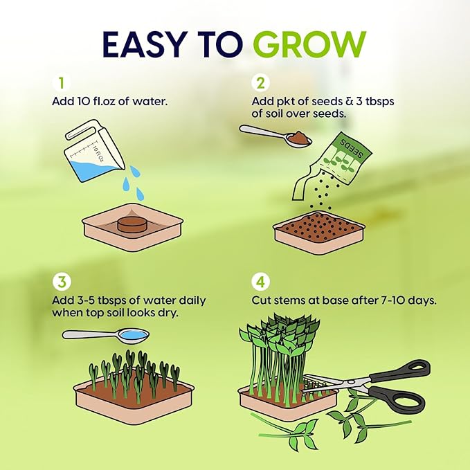 Complete Microgreens Growing Kit with 6 of The Most Popular Seed Varietes to Grow Nutritious Microgreens at Home.