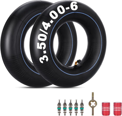 RUTU 4.00-6 Tube 4.10/3.50-6 Heavy Duty Inner Tube with TR87 Bent Valve Stem Replacement for Go Kart Wheelbarrow ATV Lawn Mower Hand Truck Snow Blowers Gorilla Cart 2 Pack