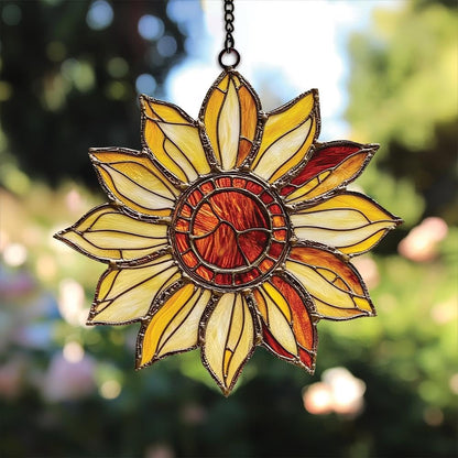 Sunflower Suncatcher Hanging Sign Floral Window Decor Ornament for Garden Lovers Gift Mom and Home Decoration Birthday Sun Catchers Indoor Windown Suncatchers Windows Garden Outdoor