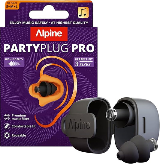 Alpine PartyPlug Pro Concert Ear Plugs, High Fidelity Professional Musician Earplugs with 21dB
