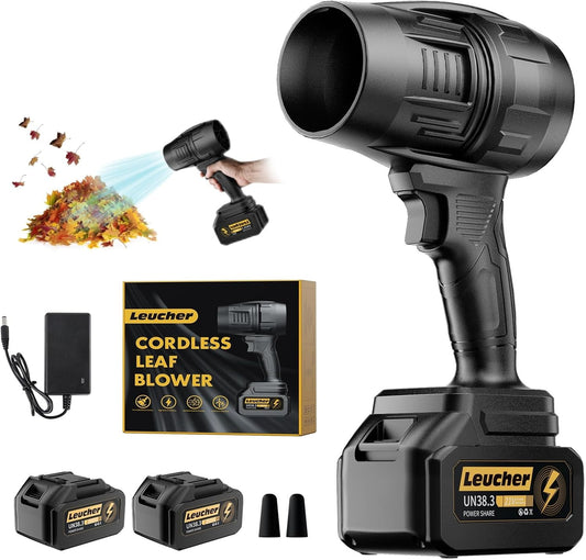 Leaf Blower Cordless,Hand Held Blower with 21V*2 Pcs Batteries,300000RPM Turbo Jet Blower,Portable